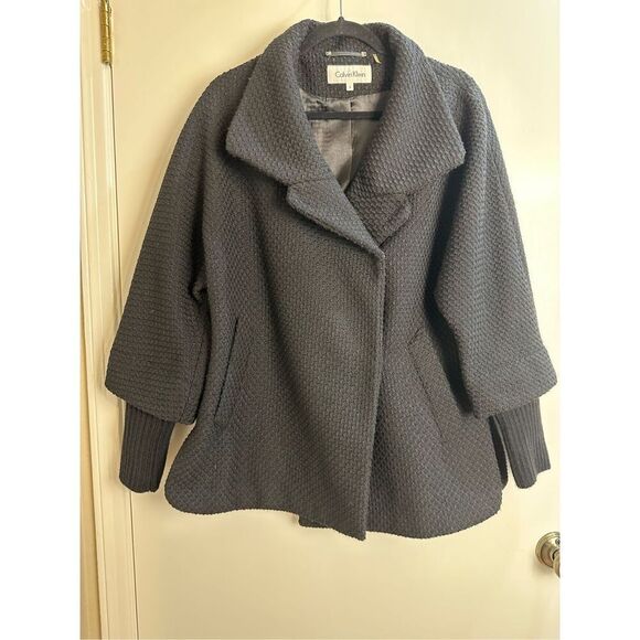 Calvin Klein black women's coat size 6 with removable knit sleeves - Picture 5 of 11